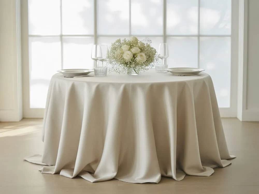 Ile powinien zwisać obrus? Złota zasada 20-25 cm.